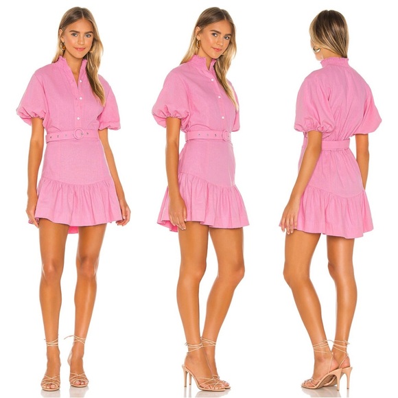 Anthropologie Dresses & Skirts - Anthropologie S/W/F Violetta Linen Belted Mini Pink Shirtdress Dress